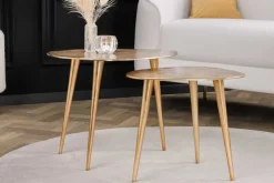 2er Set Couchtisch ELEMENTS 50cm gold Metall Handarbeit