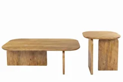 2er Set Couchtische GATSBY 100cm braun Mangoholz organische Form Beistelltisch