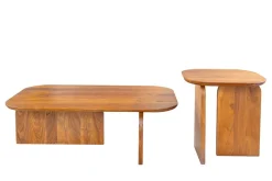 2er Set Couchtische GATSBY 100cm braun Akazienholz organische Form Beistelltisch