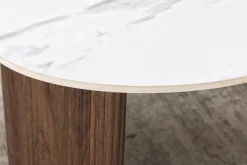 2er Set Couchtische OSAKA 120cm weiß Marmor Keramik Walnuss