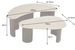2er Set Couchtische OSAKA 120cm champagner greige Travertin Keramik Walnuss