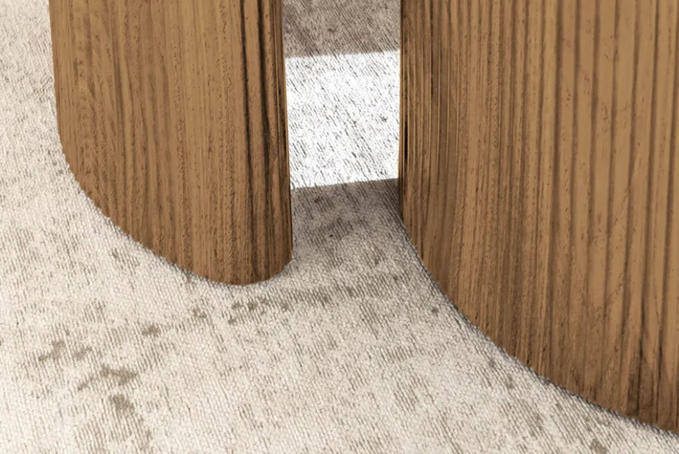 2er Set Couchtische OSAKA 120cm weiß Marmor Keramik natur Eiche