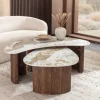 2er Set Couchtische OSAKA 120cm weiß Pandora Keramik Walnuss