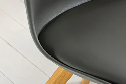 2er Set Design Stuhl SCANDINAVIA MEISTERSTÜCK grau Kunstleder natur Metall Eichen-Optik