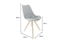 2er Set Design Stuhl SCANDINAVIA MEISTERSTÜCK grau Kunstleder natur Metall Eichen-Optik