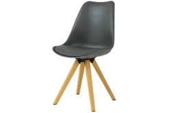 2er Set Design Stuhl SCANDINAVIA MEISTERSTÜCK grau Kunstleder natur Metall Eichen-Optik
