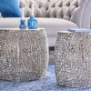2er Set filigraner Design Couchtisch ABSTRACT LEAF antik silber Handarbeit rund