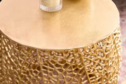 2er Set Filigraner Design Couchtisch ABSTRACT LEAF gold Handarbeit Metall rund