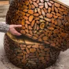 2er Set Runde Couchtische STONE MOSAIC 65cm kupfer Mangoholz Metall Mosaik Design handmade