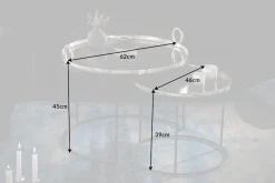 2er Set Runde Couchtische ELEMENTS 65cm silber schwarz Metall Tablett Beistelltisch