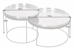 2er Set Runde Couchtische ELEMENTS 60cm gold schwarz Metall Tabletttisch Beistelltisch handmade