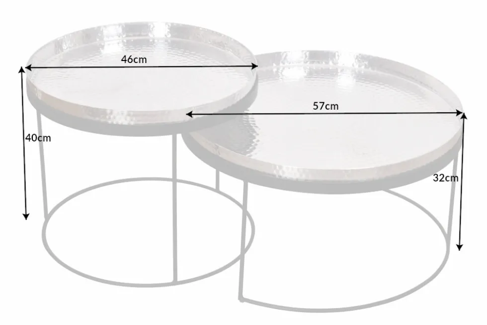 2er Set Runde Couchtische ELEMENTS 60cm gold schwarz Metall Tabletttisch Beistelltisch handmade