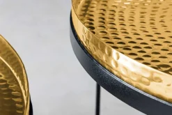 2er Set Runde Couchtische ELEMENTS 60cm gold schwarz Metall Tabletttisch Beistelltisch handmade
