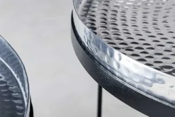 2er Set Runde Couchtische ELEMENTS 60cm silber schwarz Metall Tabletttisch Beistelltisch