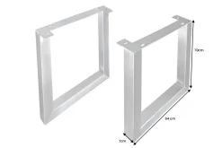 2er Set Tischgestell U-FRAME 70cm Edelstahl gebürstet matt Tischbeine Kufe Esstisch
