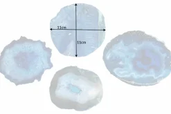 4er Set Untersetzer für Gläser COASTER 10cm blau Edelstein Achat Quarz handmade