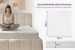 Ergonomische Boxspringmatratze CLOUD FLEX 160x200cm Tonnentaschenfederkern 7-Zonen