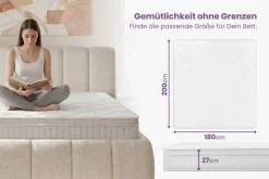 Ergonomische Boxspringmatratze CLOUD FLEX 180x200cm Tonnentaschenfederkern 7-Zonen