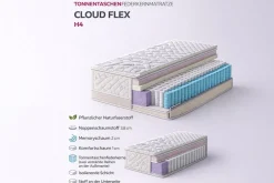 Ergonomische Matratze mit Topper CLOUD FLEX 180x200cm Tonnentaschenfederkern 7-Zonen