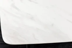 Esstisch MILANO 160cm weiß Marmor Keramik schwarzes Metallgestell