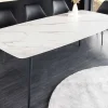 Esstisch MILANO 180cm weiß Marmor Keramik schwarzes Metallgestell