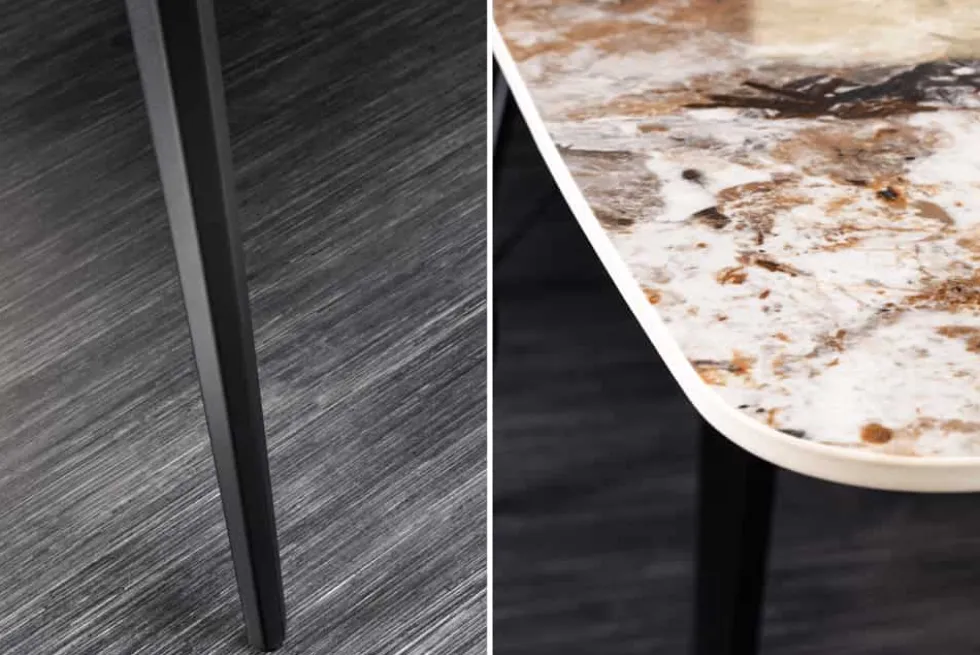 Esstisch MILANO 180cm weiß Pandora Keramik schwarzes Metallgestell