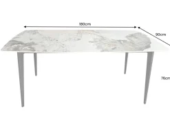 Esstisch MILANO 180cm weiß Pandora Keramik schwarzes Metallgestell