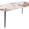 Esstisch MILANO 160cm weiß Pandora Keramik schwarzes Metallgestell