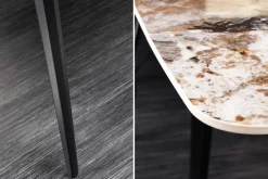 Esstisch MILANO 160cm weiß Pandora Keramik schwarzes Metallgestell