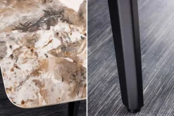 Esstisch MILANO 160cm weiß Pandora Keramik schwarzes Metallgestell