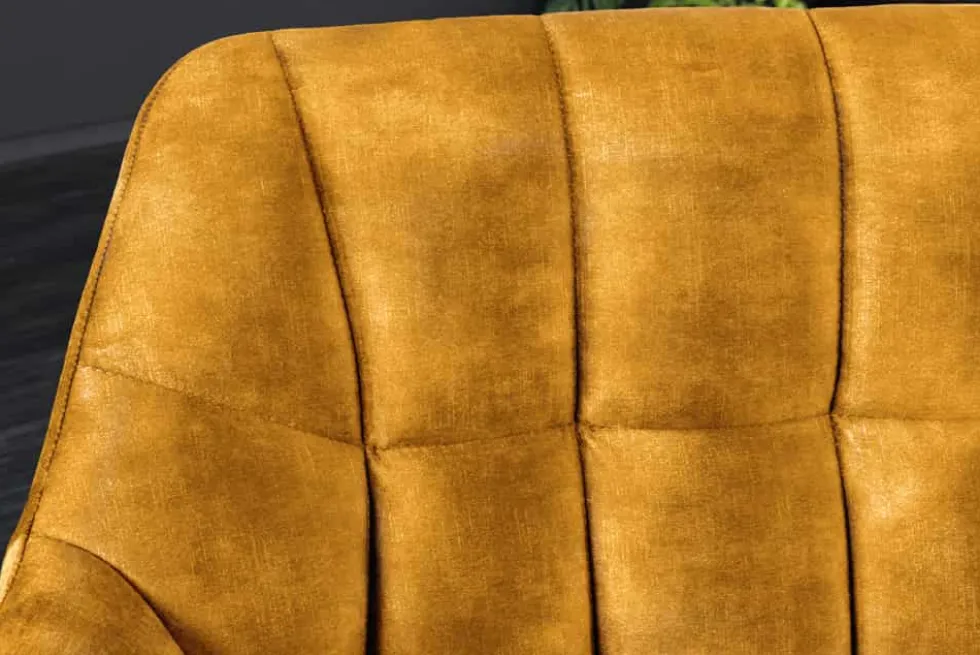 Esszimmer Sitzbank PAPILLON 165cm senfgelb Samt mit Lehnen schwarzes Metallgestell