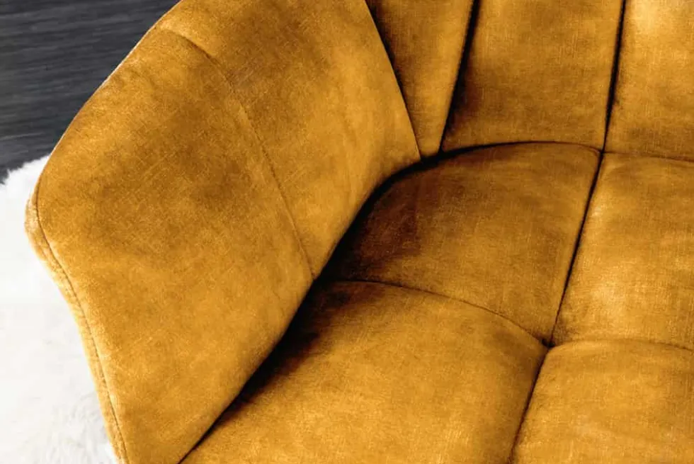 Esszimmer Sitzbank PAPILLON 165cm senfgelb Samt mit Lehnen schwarzes Metallgestell