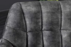 Esszimmer Sitzbank PAPILLON 165cm grau Samt mit Rückenlehne schwarzes Metallgestell