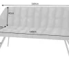 Esszimmer Sitzbank PAPILLON 165cm anthrazit Flachgewebe mit Lehnen schwarzes Metallgestell
