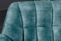 Esszimmer Sitzbank PAPILLON 165cm petrol Samt mit Lehnen schwarzes Metallgestell