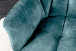 Esszimmer Sitzbank PAPILLON 165cm petrol Samt mit Lehnen schwarzes Metallgestell
