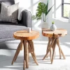 Exklusiver Beistelltisch ROOT 30cm natur Teak Massivholz Hocker Wurzelholz rund