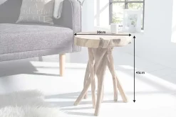 Exklusiver Beistelltisch ROOT 30cm natur Teak Massivholz Hocker Wurzelholz rund