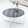 Exklusiver Couchtisch NOBLE 65cm grau echter Marmor rund silber Metall