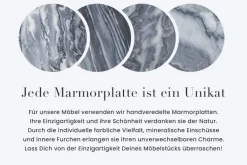 Exklusiver Couchtisch NOBLE 65cm grau echter Marmor rund silber Metall