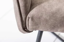 Exklusiver Design Stuhl LOFT Microfaser vintage taupe mit Armlehne