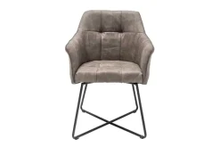 Exklusiver Design Stuhl LOFT Microfaser vintage taupe mit Armlehne