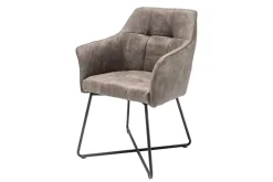 Exklusiver Design Stuhl LOFT Microfaser vintage taupe mit Armlehne