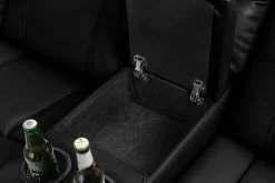 Exklusiver 5er Kinosessel HOLLYWOOD schwarz Ecksofa Getränkehalter Stauraum