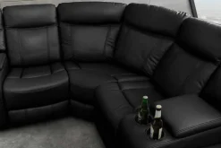 Exklusiver 5er Kinosessel HOLLYWOOD schwarz Ecksofa Getränkehalter Stauraum