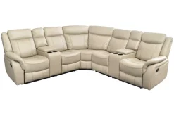 Exklusiver 5er Kinosessel HOLLYWOOD beige Ecksofa Getränkehalter Stauraum
