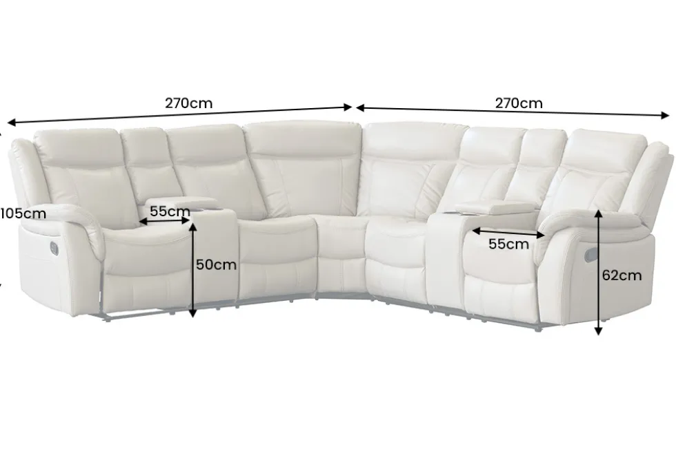 Exklusiver 5er Kinosessel HOLLYWOOD beige Ecksofa Getränkehalter Stauraum