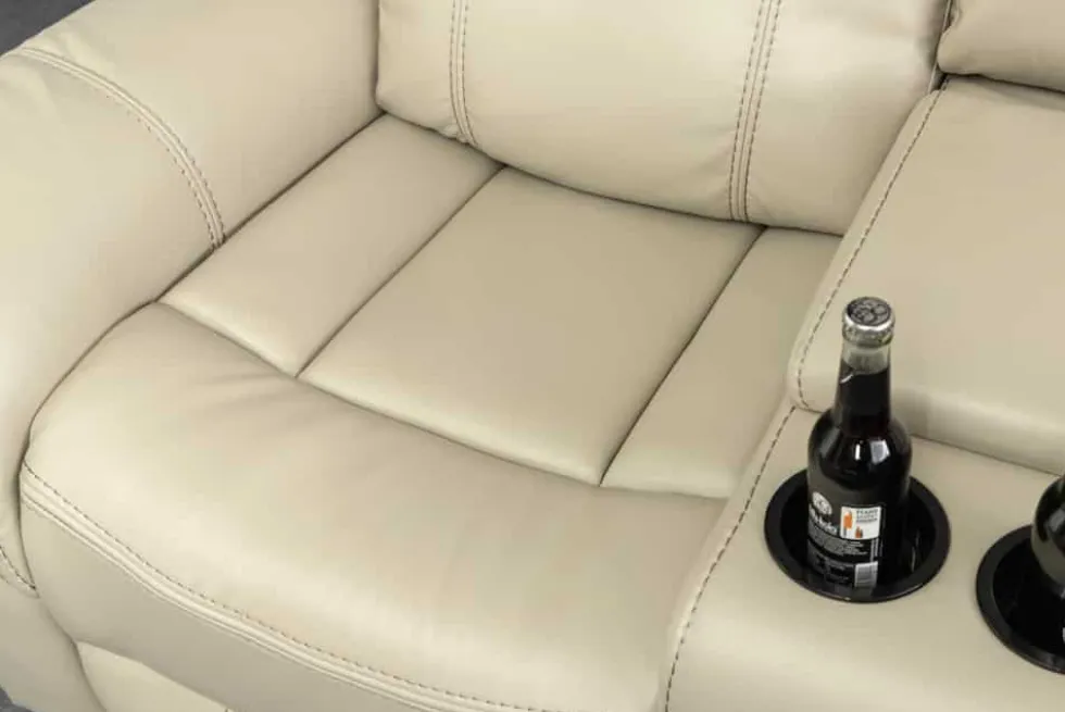 Exklusiver 5er Kinosessel HOLLYWOOD beige Ecksofa Getränkehalter Stauraum