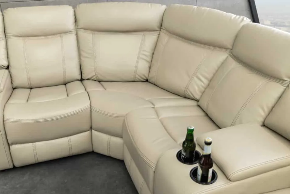 Exklusiver 5er Kinosessel HOLLYWOOD beige Ecksofa Getränkehalter Stauraum