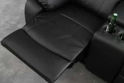 Exklusiver 2er Kinosessel HOLLYWOOD 190cm schwarz mit Liegefunktion und Getränkehalter